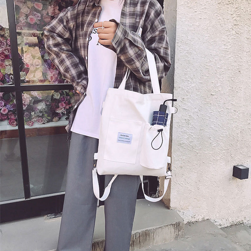 Women's Harajuku Canvas Backpack – Preppy Shoulder Tote School Bag