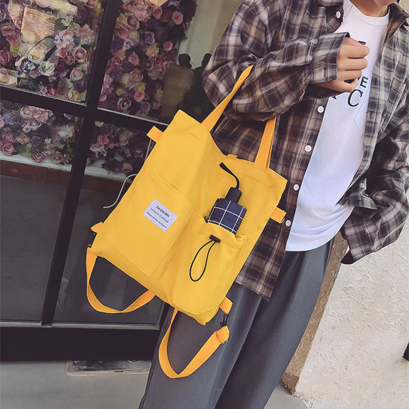 Women's Harajuku Canvas Backpack – Preppy Shoulder Tote School Bag
