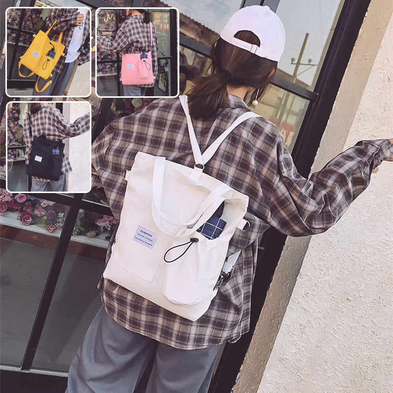 Women's Harajuku Canvas Backpack – Preppy Shoulder Tote School Bag