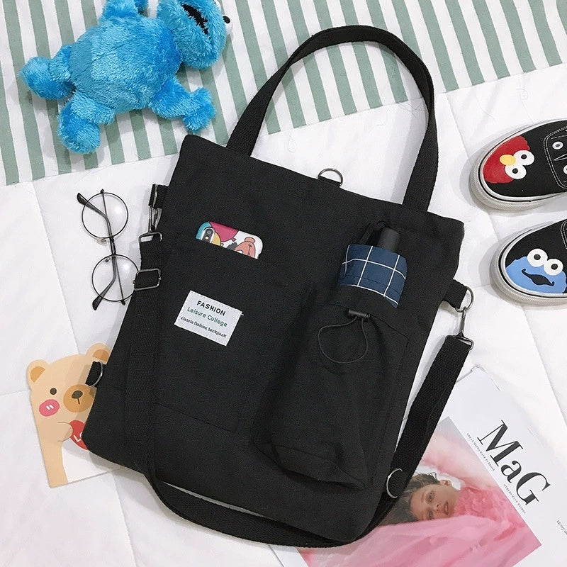 Women's Harajuku Canvas Backpack – Preppy Shoulder Tote School Bag