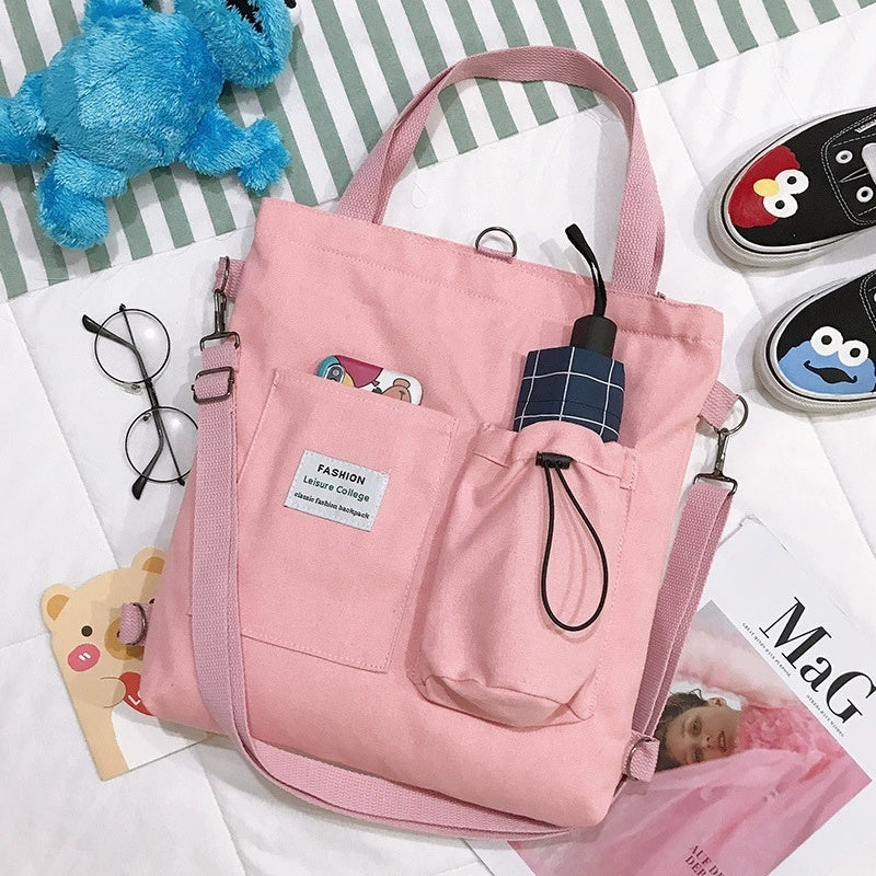 Women's Harajuku Canvas Backpack – Preppy Shoulder Tote School Bag
