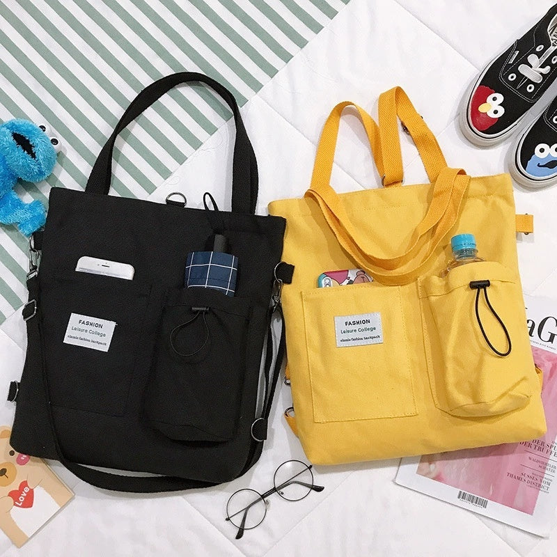 Women's Harajuku Canvas Backpack – Preppy Shoulder Tote School Bag