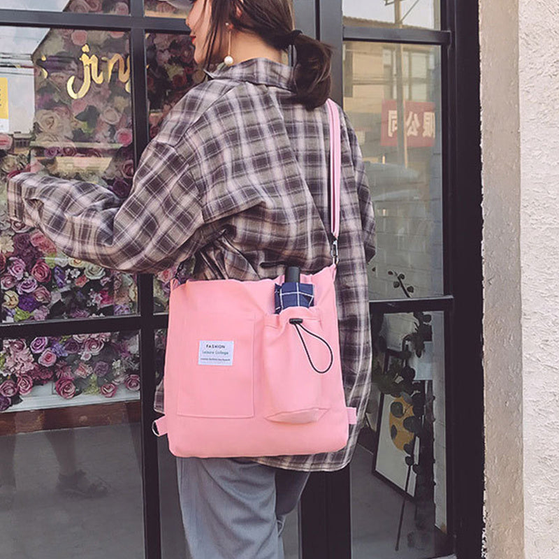 Women's Harajuku Canvas Backpack – Preppy Shoulder Tote School Bag