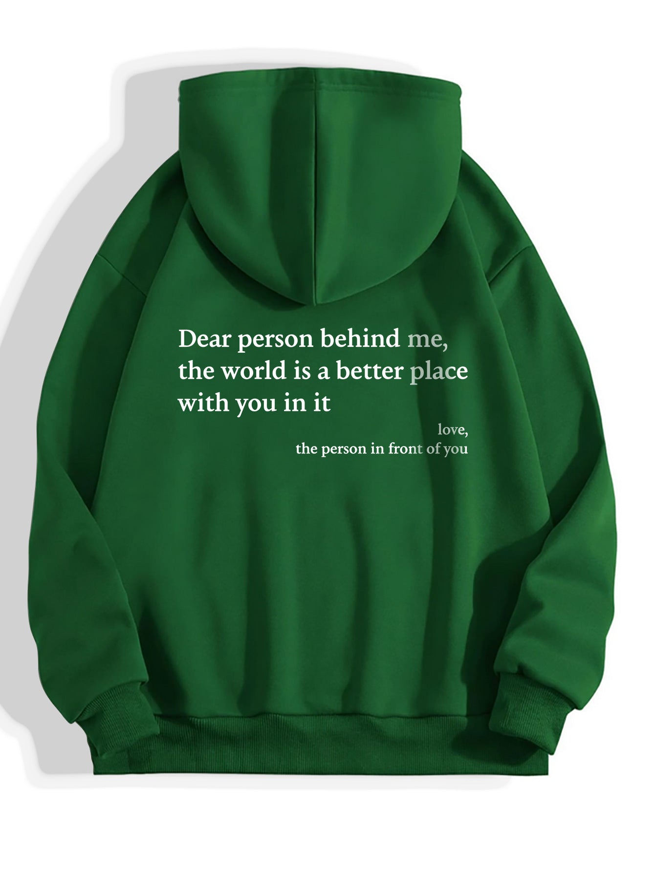 Dear Person" Letter Print Hoodie – Plush, Trendy Unisex Pullover with Kangaroo Pocket