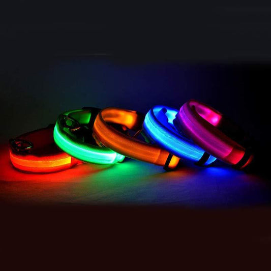 Nylon LED Pet Collar for Night Safety Glow Visibility