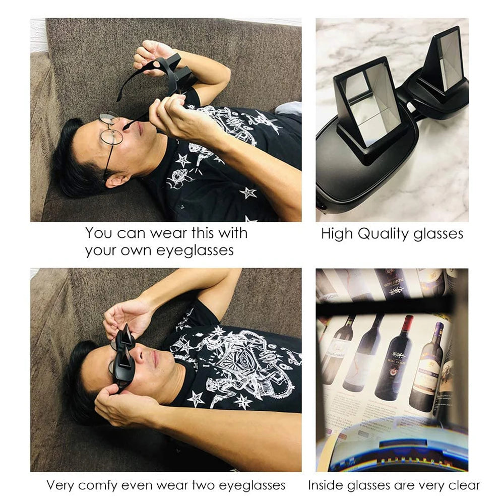 Amazing Lazy Prism Glasses for Lying Down Reading TV Watching Bed Rest Spectacles