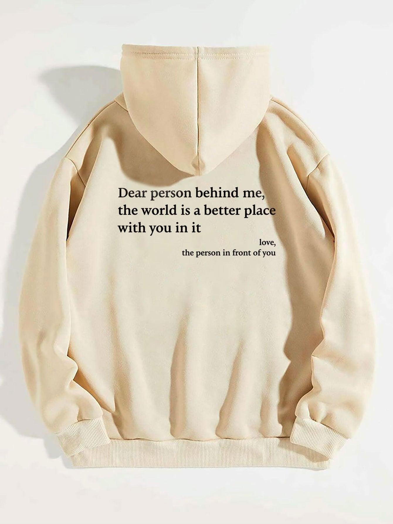 Dear Person" Letter Print Hoodie – Plush, Trendy Unisex Pullover with Kangaroo Pocket