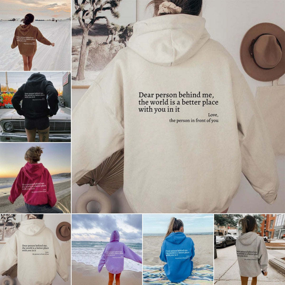 Dear Person" Letter Print Hoodie – Plush, Trendy Unisex Pullover with Kangaroo Pocket