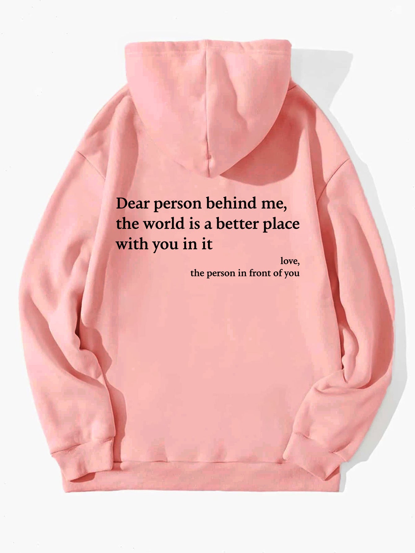 Dear Person" Letter Print Hoodie – Plush, Trendy Unisex Pullover with Kangaroo Pocket